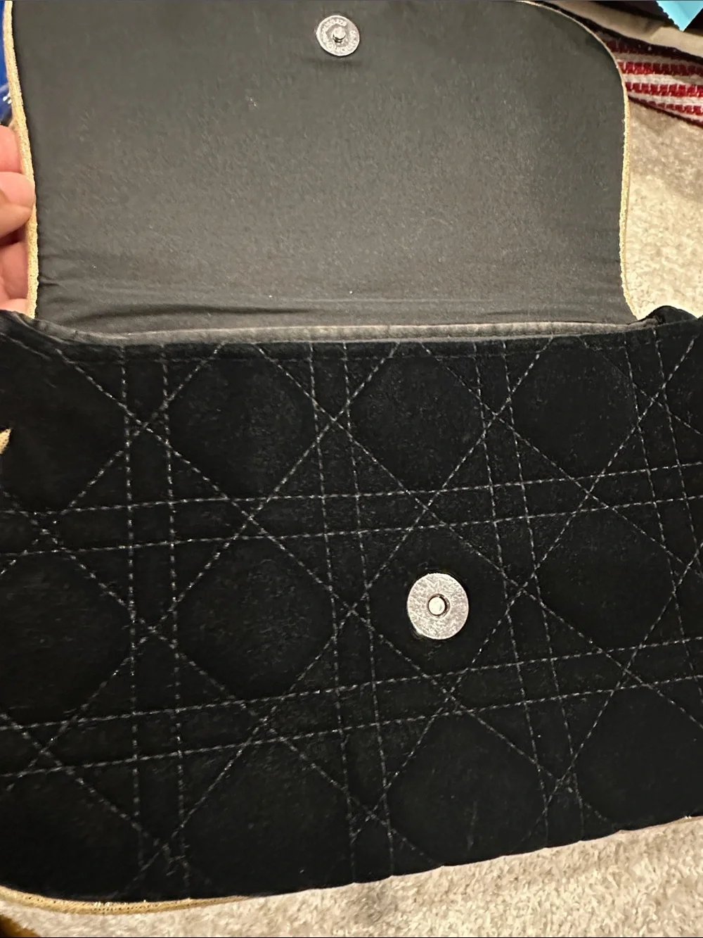 Dior Black Velvet Cosmetic Clutch with Gold Trim